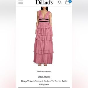 Pink Tiered Ruffled Sleeveless Prom Gown